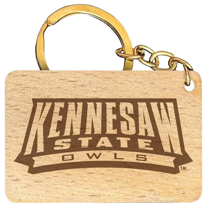 Kennesaw State University Engraved Flat Wood Keychain 1.5" x 2.5" Officially Licensed Collegiate Product 4-Pack