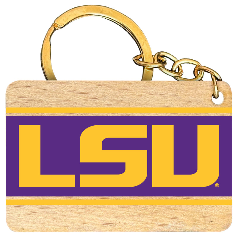 LSU Tigers Flat Wood Keychain 1.5" x 2.5" Officially Licensed Collegiate Product Single