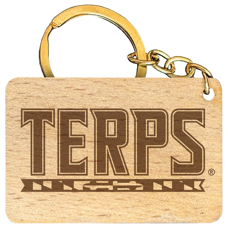 Maryland Terrapins Engraved Flat Wood Keychain 1.5" x 2.5" Officially Licensed Collegiate Product 2-Pack