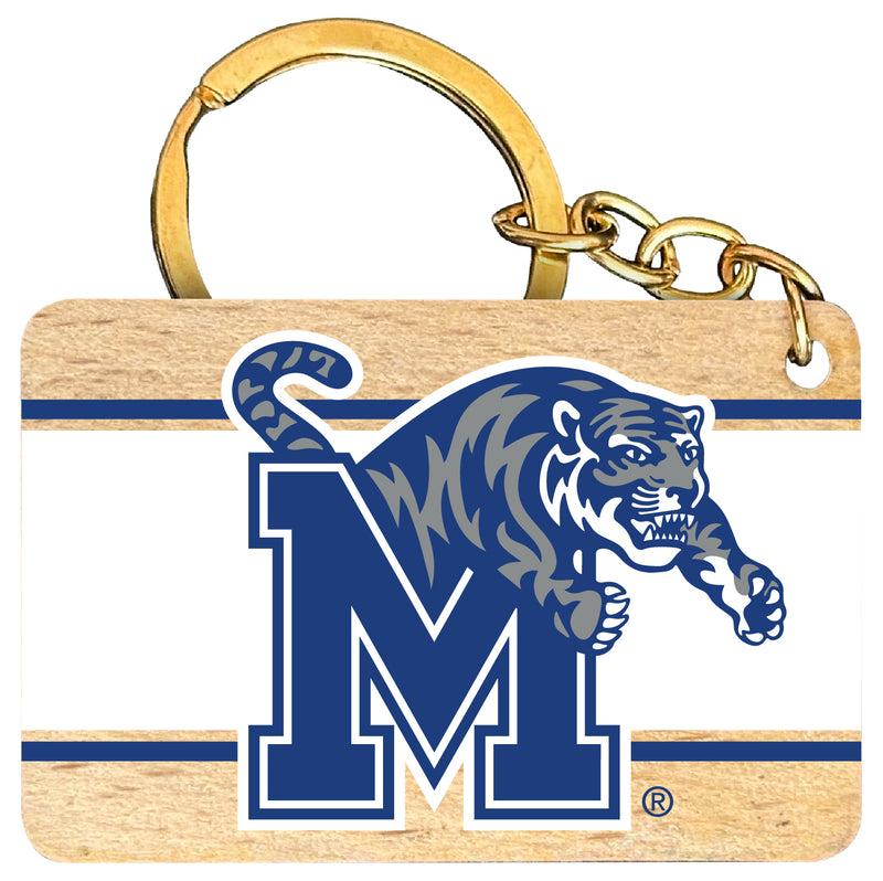 Memphis Tigers Flat Wood Keychain 1.5" x 2.5" Officially Licensed Collegiate Product Single