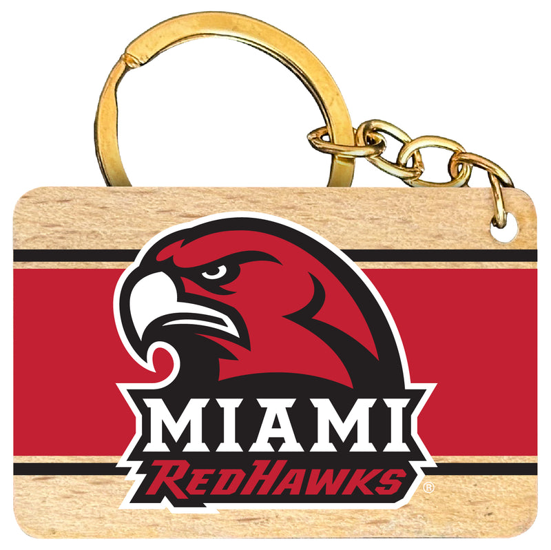 Miami University of Ohio Flat Wood Keychain 1.5" x 2.5" Officially Licensed Collegiate Product 4-Pack
