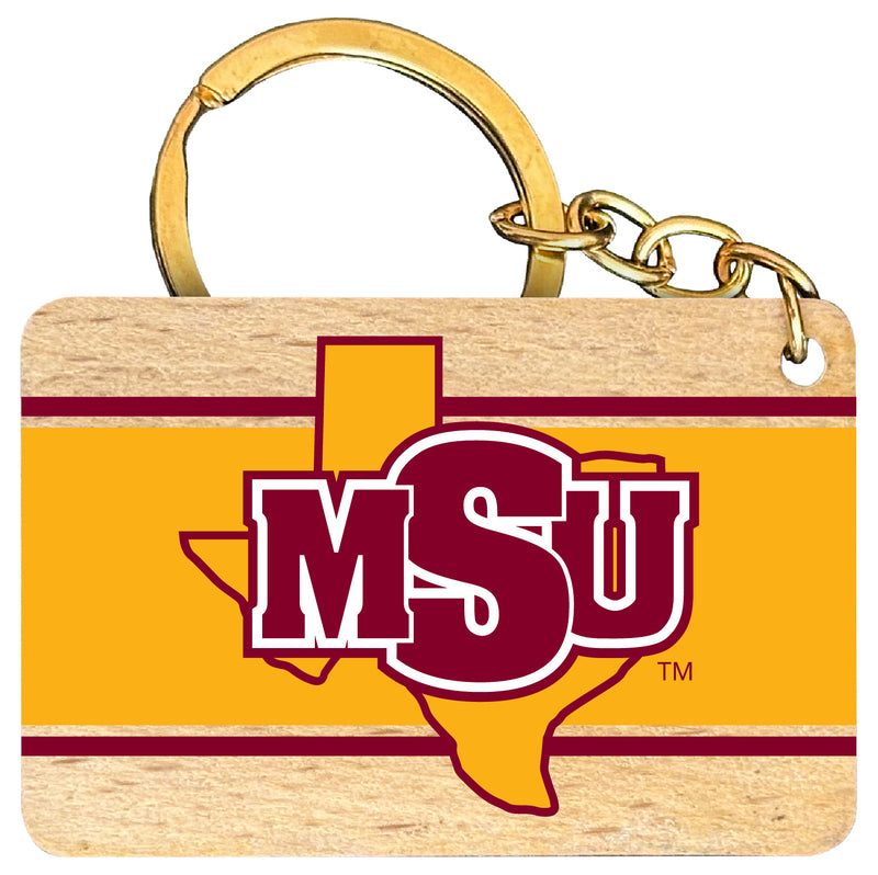 Midwestern State University Mustangs Flat Wood Keychain 1.5" x 2.5" Officially Licensed Collegiate Product Single
