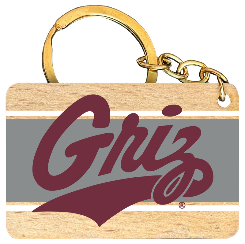 Montana University Flat Wood Keychain 1.5" x 2.5" Officially Licensed Collegiate Product 4-Pack