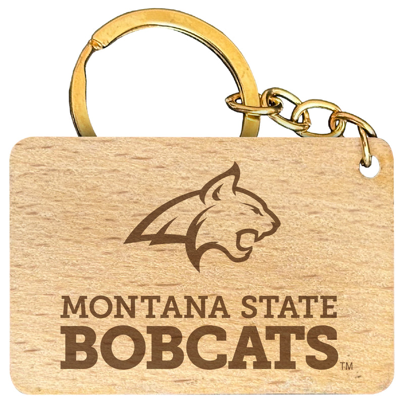 Montana State Bobcats Engraved Flat Wood Keychain 1.5" x 2.5" Officially Licensed Collegiate Product 4-Pack