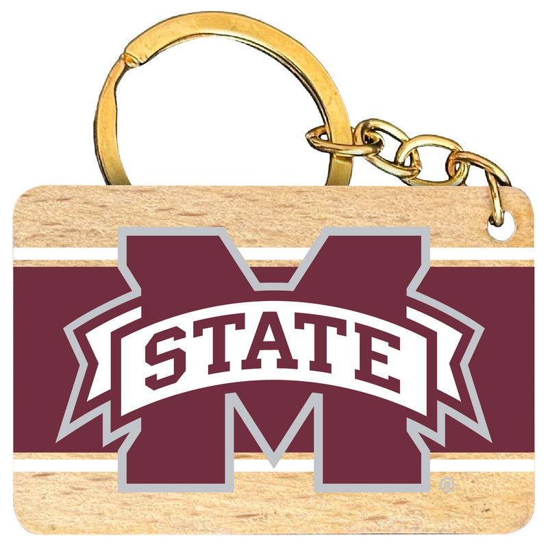 Mississippi State Bulldogs Flat Wood Keychain 1.5" x 2.5" Officially Licensed Collegiate Product 2-Pack