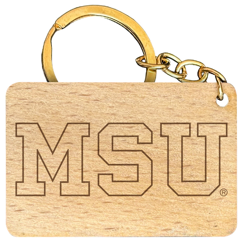 Michigan State Spartans Engraved Flat Wood Keychain 1.5" x 2.5" Officially Licensed Collegiate Product Single