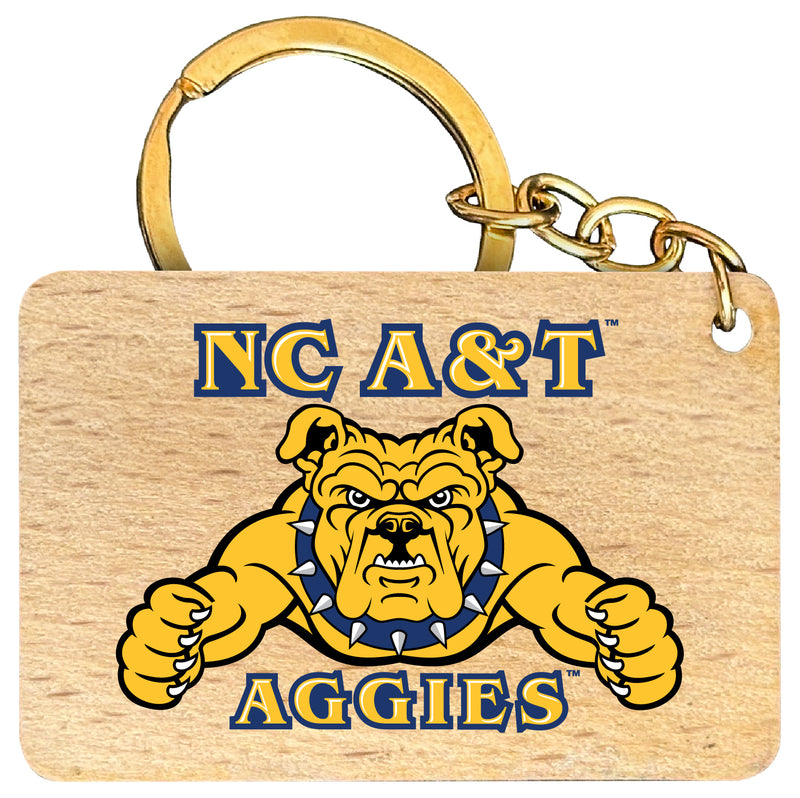 North Carolina A&T State Aggies Flat Wood Keychain 1.5" x 2.5" Officially Licensed Collegiate Product 4-Pack