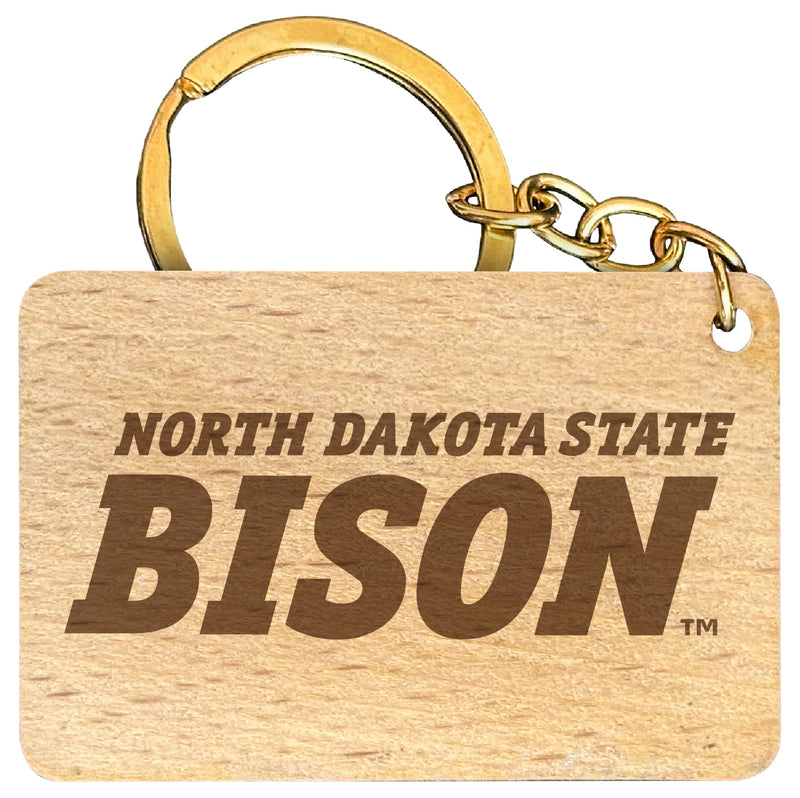 North Dakota State Bison Engraved Flat Wood Keychain 1.5" x 2.5" Officially Licensed Collegiate Product Single
