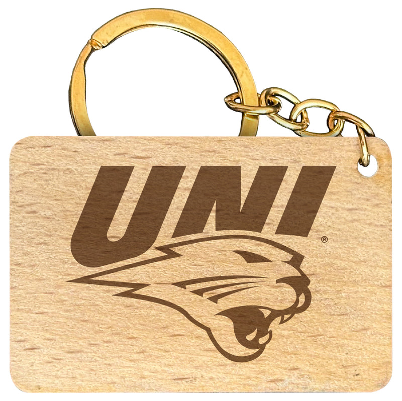 Northern Iowa Panthers Engraved Flat Wood Keychain 1.5" x 2.5" Officially Licensed Collegiate Product Single