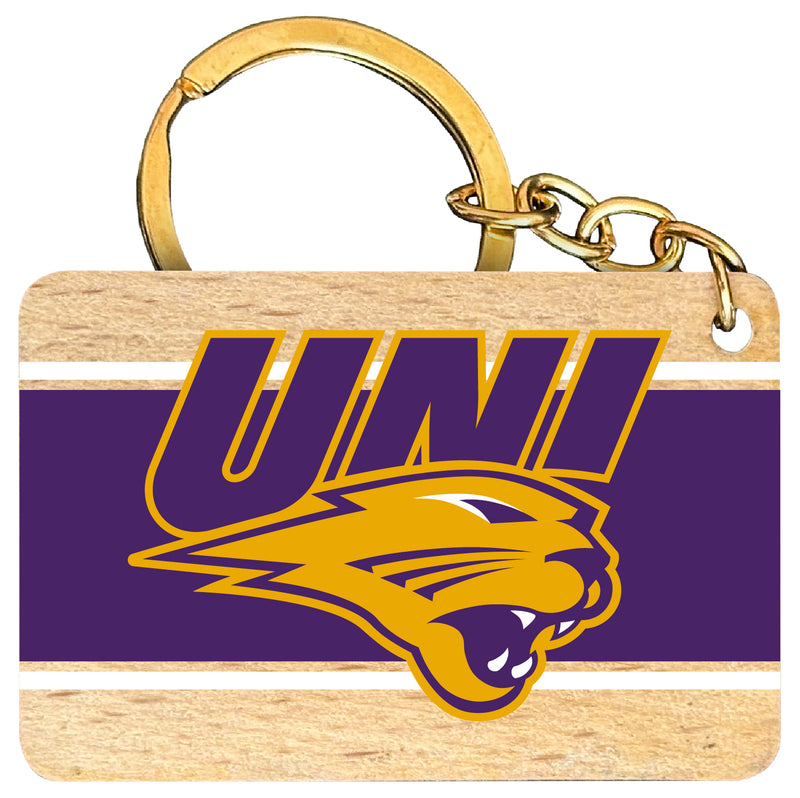 Northern Iowa Panthers Flat Wood Keychain 1.5" x 2.5" Officially Licensed Collegiate Product 4-Pack