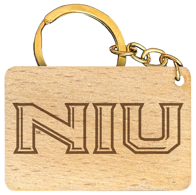 Northern Illinois Huskies Engraved Flat Wood Keychain 1.5" x 2.5" Officially Licensed Collegiate Product 4-Pack