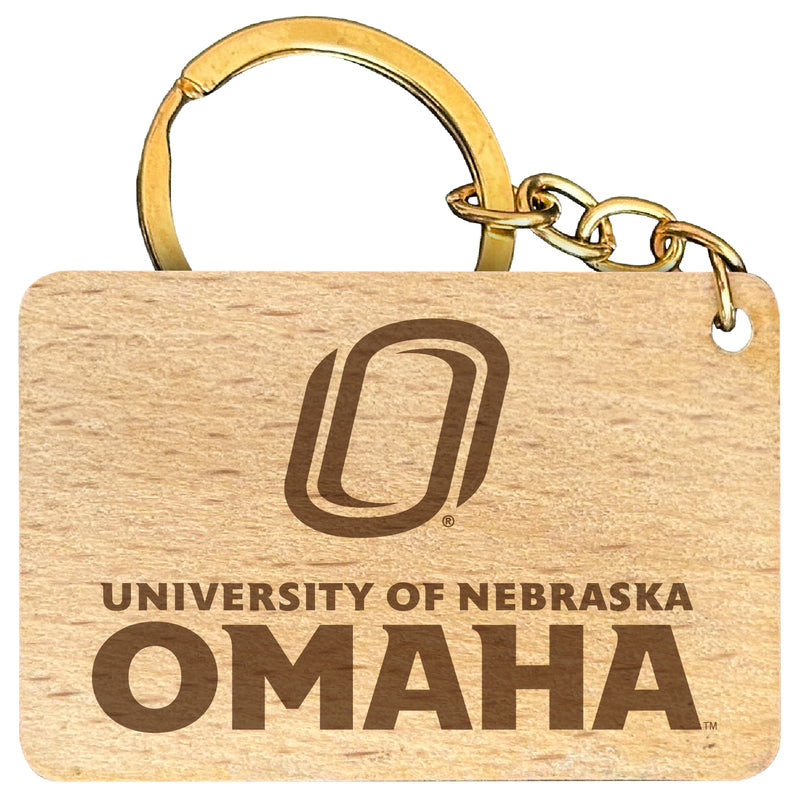 Nebraska at Omaha Engraved Flat Wood Keychain 1.5" x 2.5" Officially Licensed Collegiate Product 4-Pack