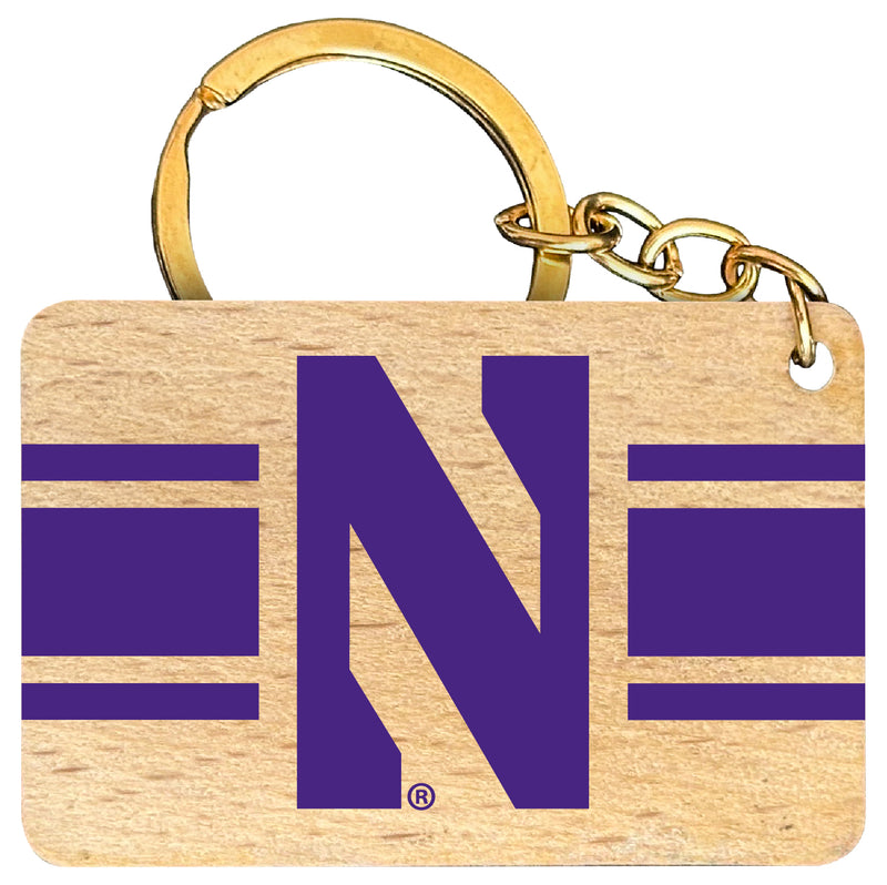 Northwestern University Wildcats Flat Wood Keychain 1.5" x 2.5" Officially Licensed Collegiate Product 4-Pack