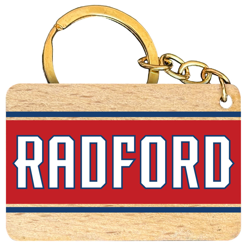 Radford University Highlanders Flat Wood Keychain 1.5" x 2.5" Officially Licensed Collegiate Product 2-Pack