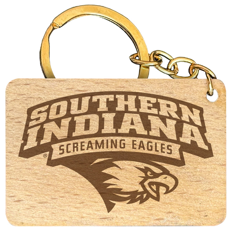University of Southern Indiana Engraved Flat Wood Keychain 1.5" x 2.5" Officially Licensed Collegiate Product 2-Pack