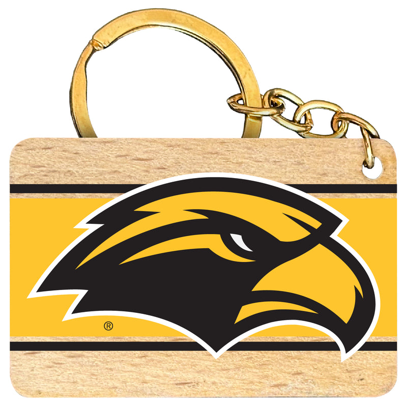 Southern Mississippi Golden Eagles Flat Wood Keychain 1.5" x 2.5" Officially Licensed Collegiate Product 2-Pack