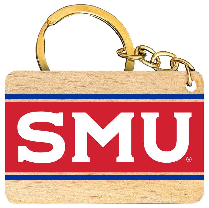 Southern Methodist University Flat Wood Keychain 1.5" x 2.5" Officially Licensed Collegiate Product Single