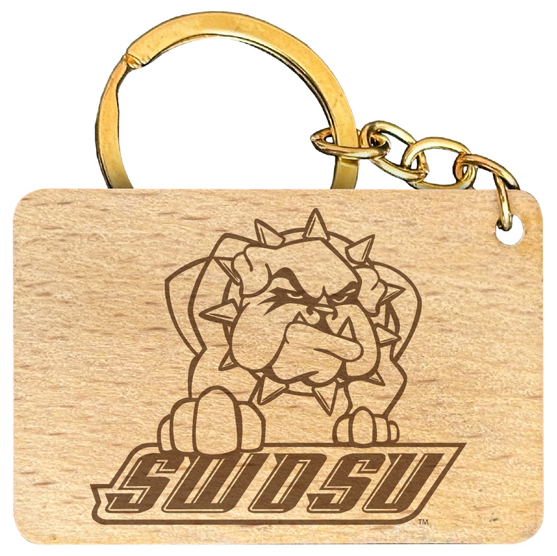 Southwestern Oklahoma State University Engraved Flat Wood Keychain 1.5" x 2.5" Officially Licensed Collegiate Product 4-Pack