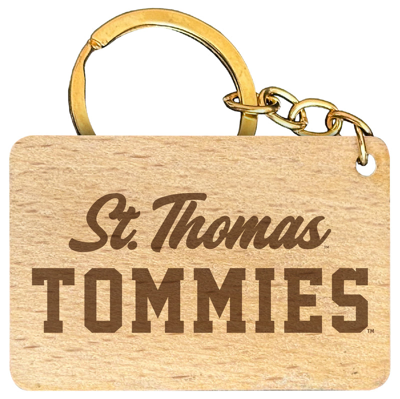 University of St. Thomas Engraved Flat Wood Keychain 1.5" x 2.5" Officially Licensed Collegiate Product 2-Pack