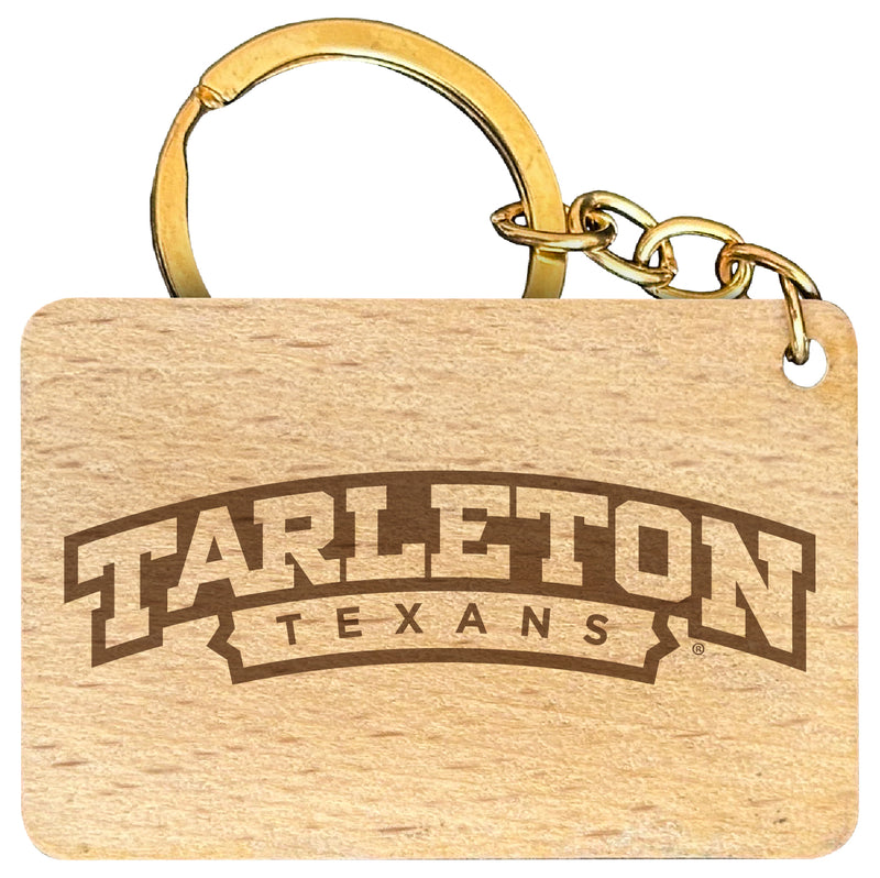 Tarleton State University Engraved Flat Wood Keychain 1.5" x 2.5" Officially Licensed Collegiate Product 4-Pack