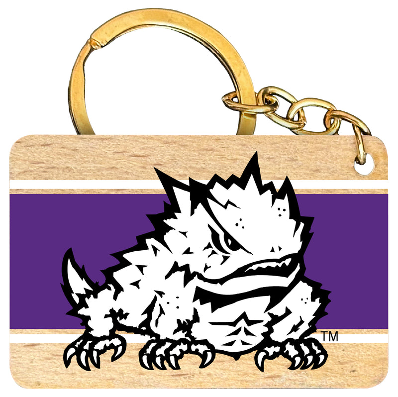 Texas Christian University Flat Wood Keychain 1.5" x 2.5" Officially Licensed Collegiate Product 2-Pack