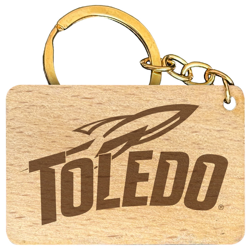 Toledo Rockets Engraved Flat Wood Keychain 1.5" x 2.5" Officially Licensed Collegiate Product Single