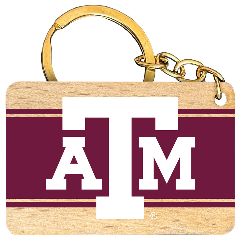 Texas A&M Aggies Flat Wood Keychain 1.5" x 2.5" Officially Licensed Collegiate Product Single