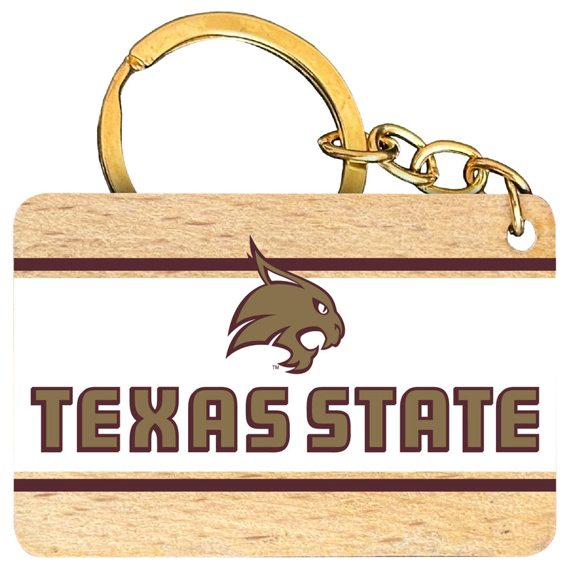 Texas State Bobcats Flat Wood Keychain 1.5" x 2.5" Officially Licensed Collegiate Product Single