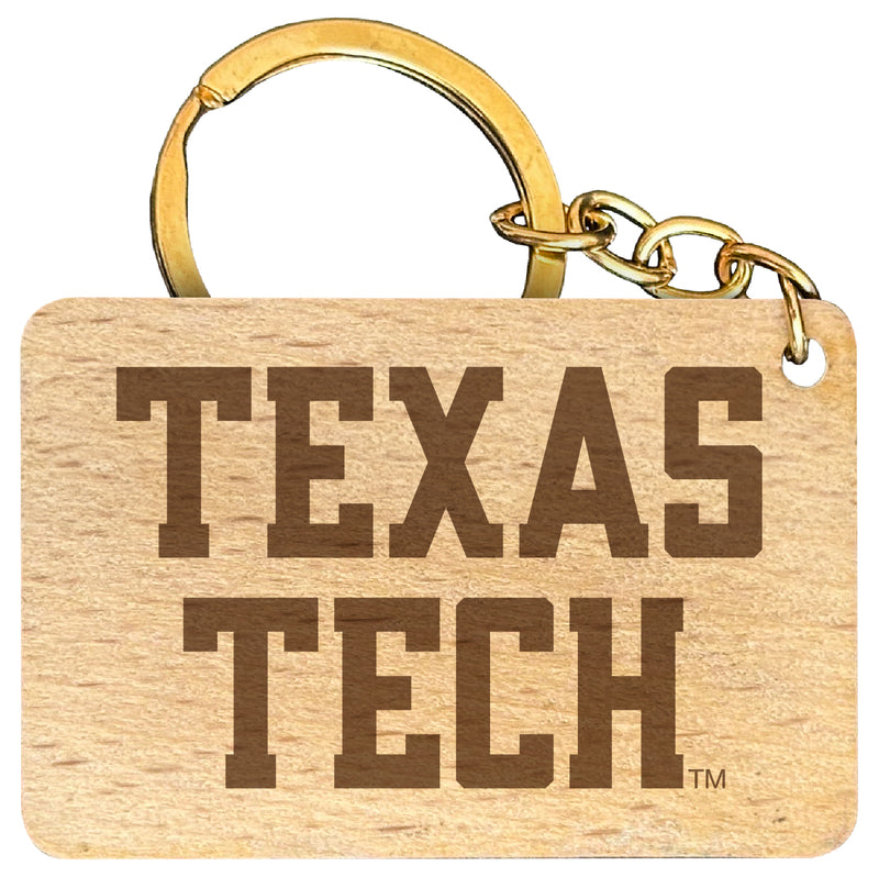 Texas Tech Red Raiders Engraved Flat Wood Keychain 1.5" x 2.5" Officially Licensed Collegiate Product 4-Pack