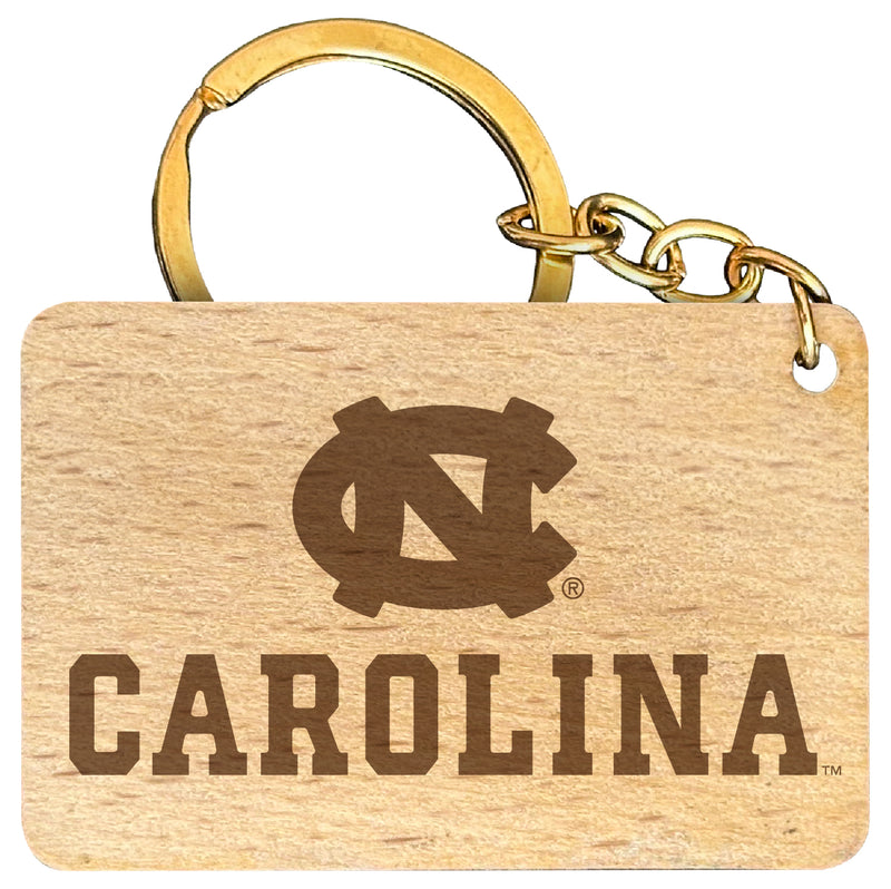 UNC Tar Heels Engraved Flat Wood Keychain 1.5" x 2.5" Officially Licensed Collegiate Product Single