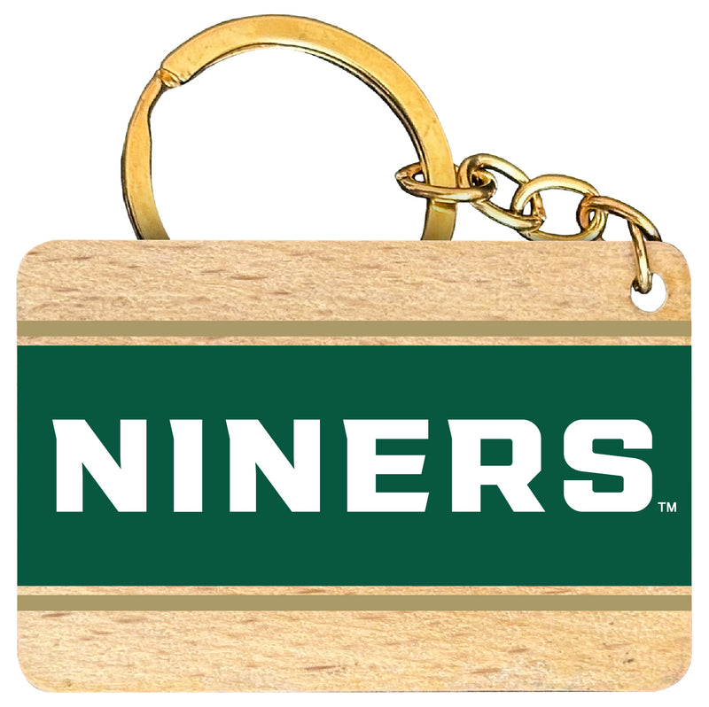 North Carolina Charlotte Forty-Niners Flat Wood Keychain 1.5" x 2.5" Officially Licensed Collegiate Product 4-Pack