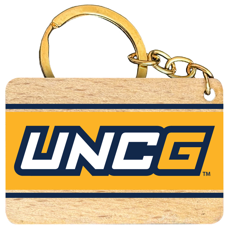 North Carolina Greensboro Spartans Flat Wood Keychain 1.5" x 2.5" Officially Licensed Collegiate Product 2-Pack
