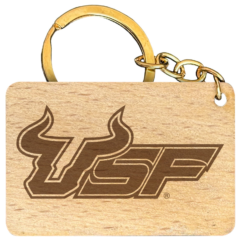 South Florida Bulls Engraved Flat Wood Keychain 1.5" x 2.5" Officially Licensed Collegiate Product 4-Pack