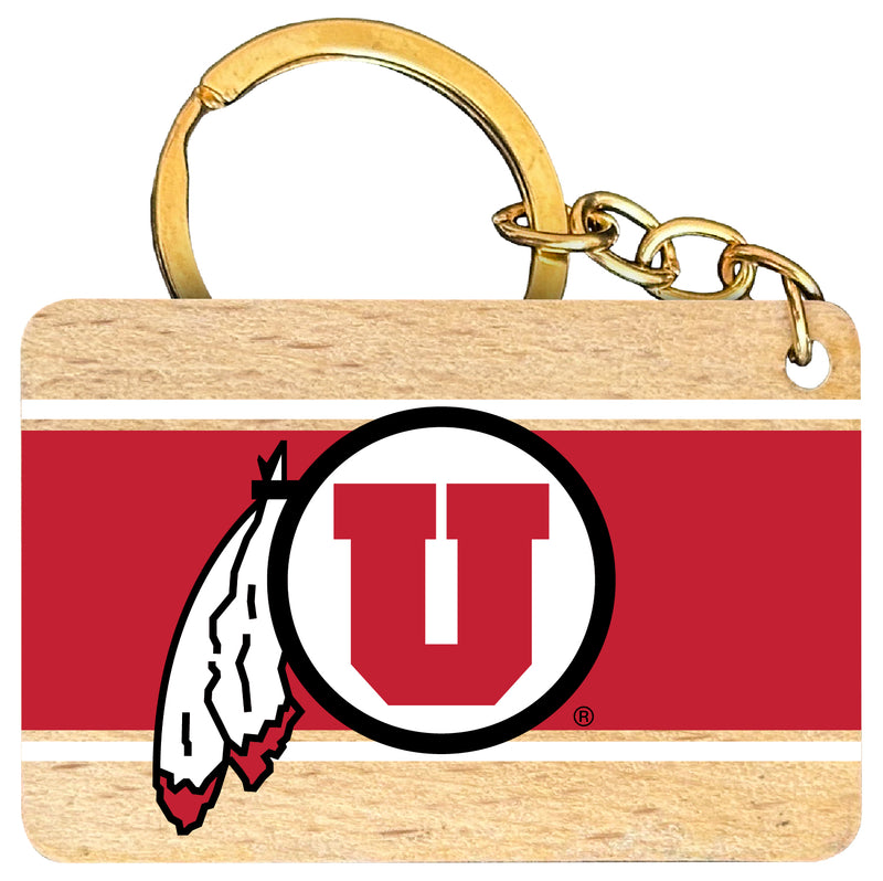Utah Utes Flat Wood Keychain 1.5" x 2.5" Officially Licensed Collegiate Product 2-Pack