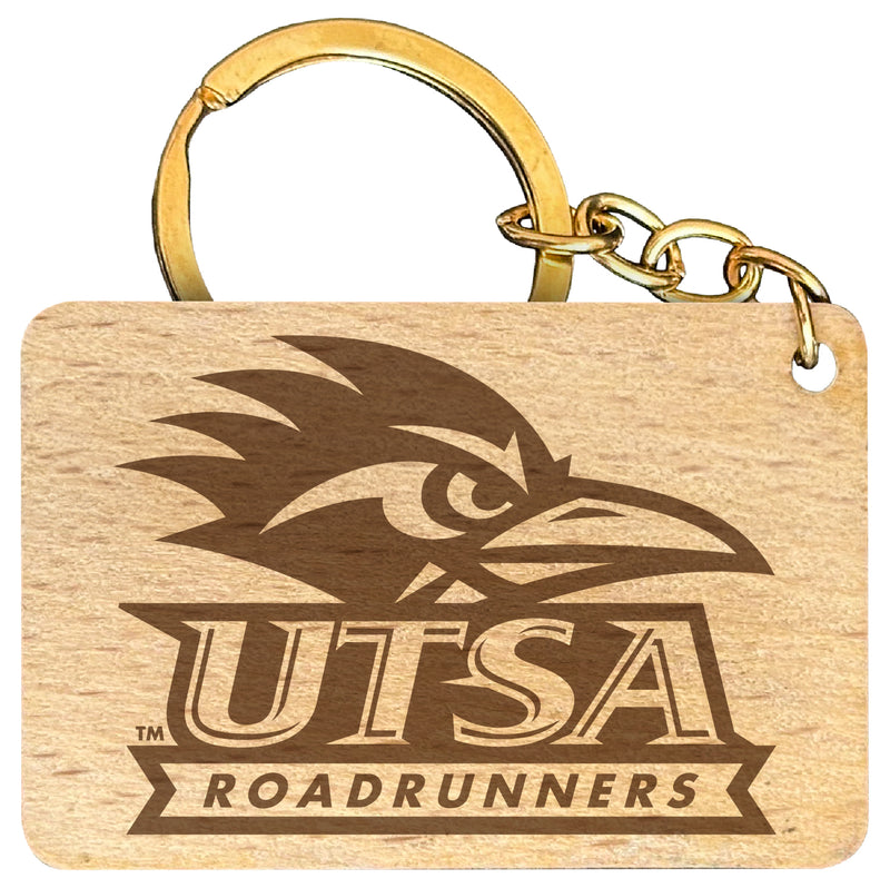 UTSA Road Runners Engraved Flat Wood Keychain 1.5" x 2.5" Officially Licensed Collegiate Product Single