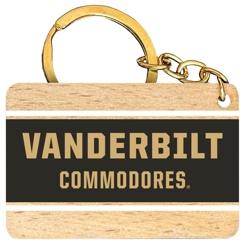 Vanderbilt University Flat Wood Keychain 1.5" x 2.5" Officially Licensed Collegiate Product 4-Pack