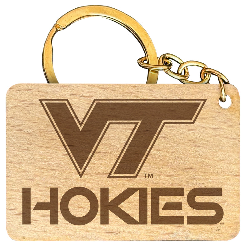 Virginia Tech Hokies Engraved Flat Wood Keychain 1.5" x 2.5" Officially Licensed Collegiate Product 4-Pack