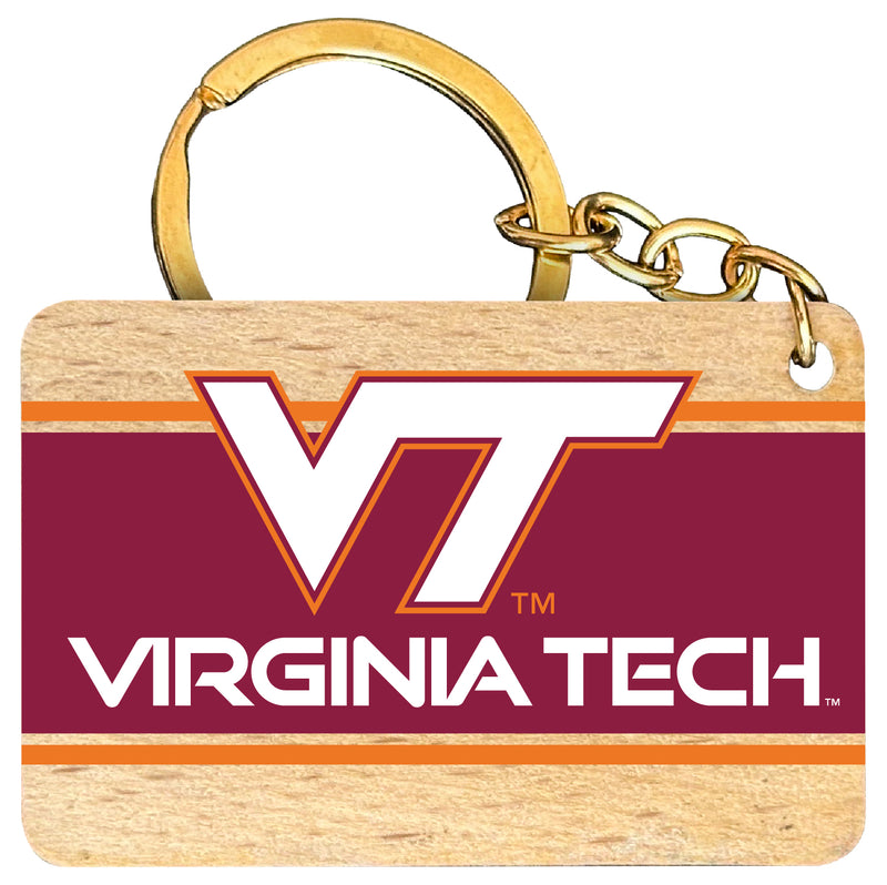 Virginia Tech Hokies Flat Wood Keychain 1.5" x 2.5" Officially Licensed Collegiate Product Single