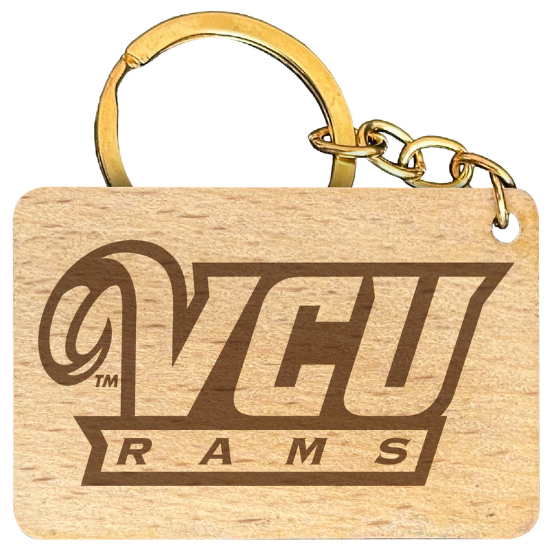Virginia Commonwealth Engraved Flat Wood Keychain 1.5" x 2.5" Officially Licensed Collegiate Product 4-Pack