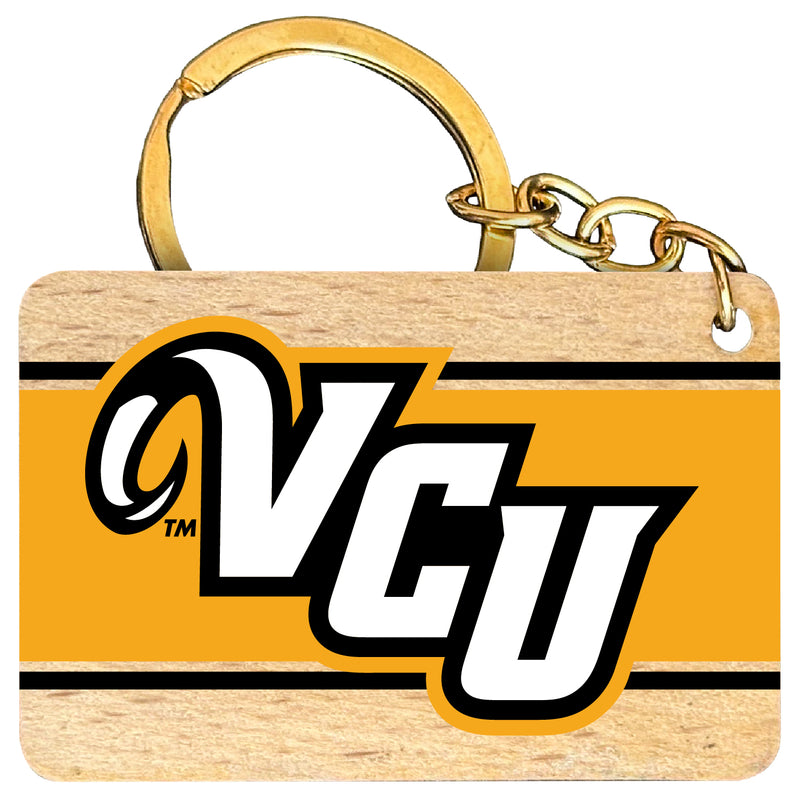 Virginia Commonwealth Flat Wood Keychain 1.5" x 2.5" Officially Licensed Collegiate Product Single