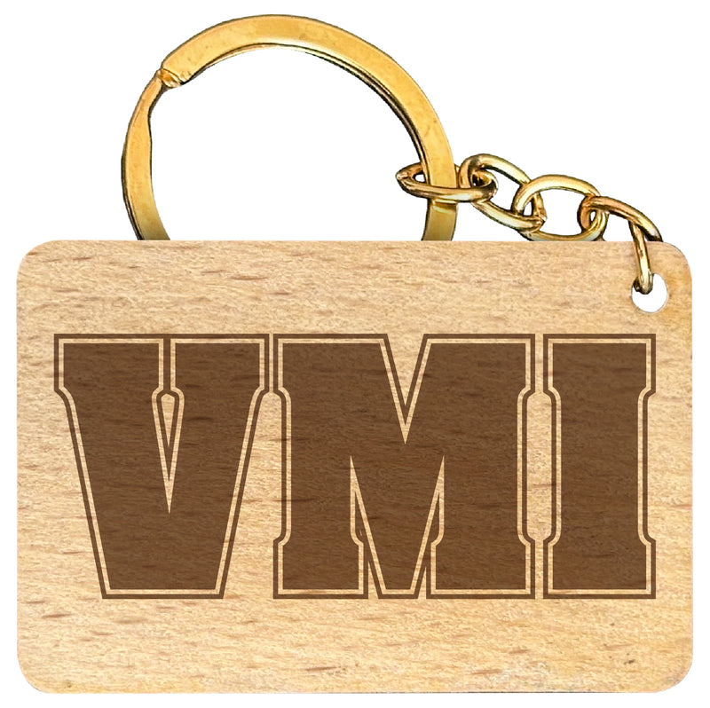 VMI Keydets Engraved Flat Wood Keychain 1.5" x 2.5" Officially Licensed Collegiate Product 2-Pack