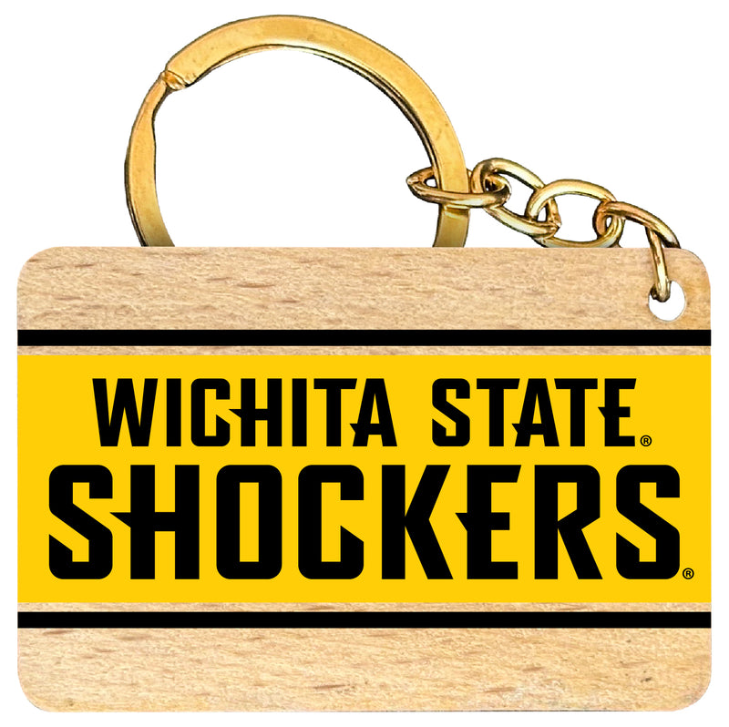 Wichita State Shockers Flat Wood Keychain 1.5" x 2.5" Officially Licensed Collegiate Product Single