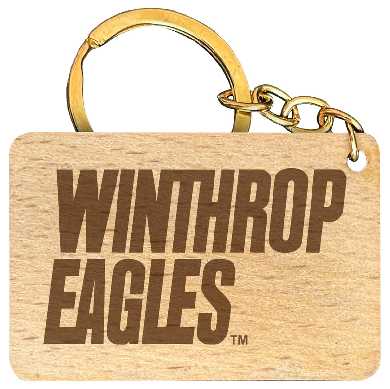 Winthrop University Engraved Flat Wood Keychain 1.5" x 2.5" Officially Licensed Collegiate Product Single
