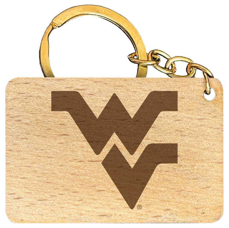 West Virginia Mountaineers Engraved Flat Wood Keychain 1.5" x 2.5" Officially Licensed Collegiate Product 4-Pack