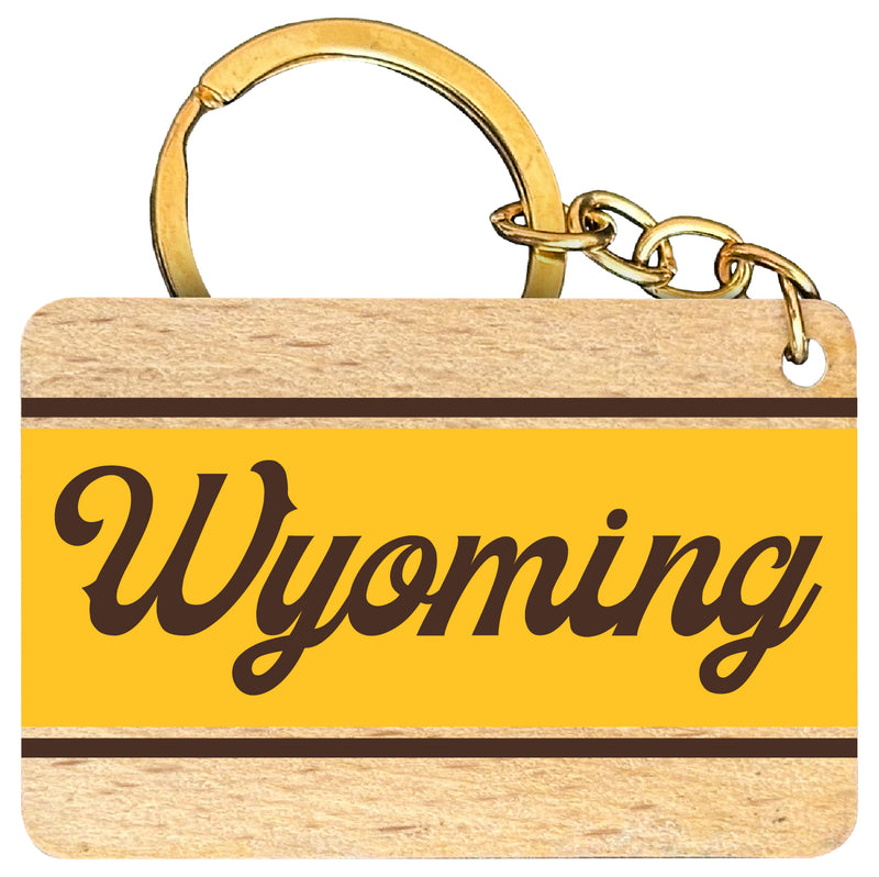 University of Wyoming Flat Wood Keychain 1.5" x 2.5" Officially Licensed Collegiate Product Single