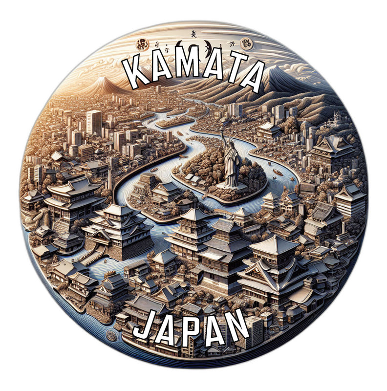 Kamata Japan Souvenir Die Cut Flat Magnet 2-Inch