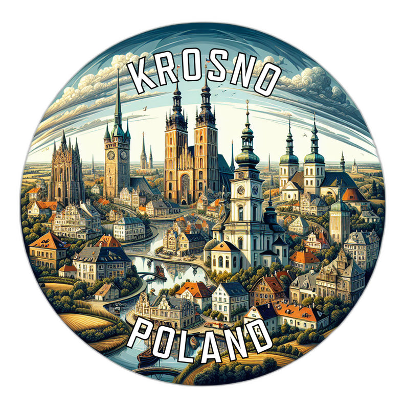 Krosno Poland Souvenir Die Cut Flat Magnet 2-Inch
