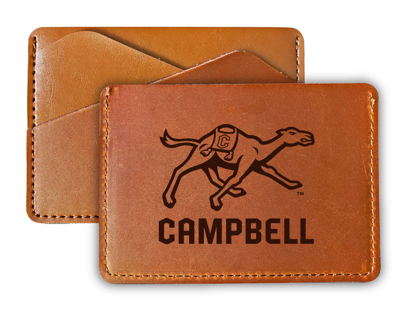 Elegant Campbell University Fighting Camels Leather Card Holder Wallet - Slim Profile, Engraved Design