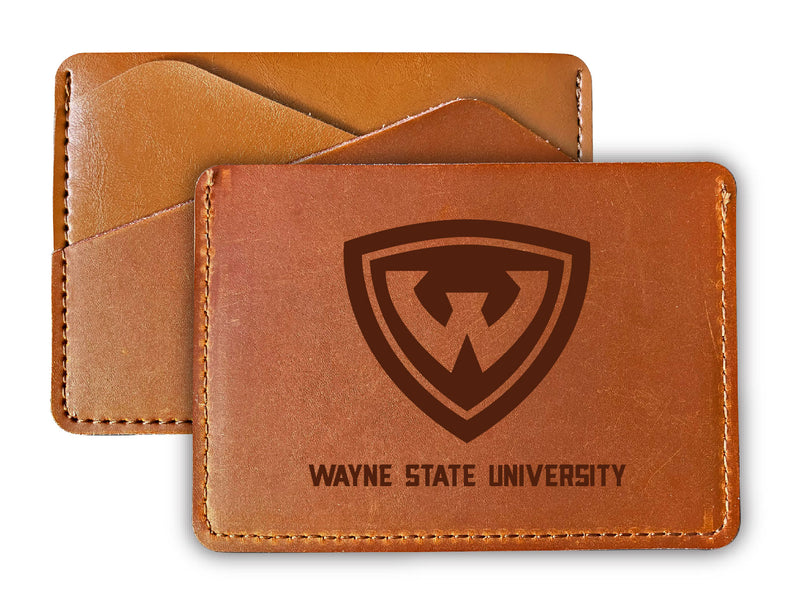 Wayne State Leather Card Holder Wallet Officially Licensed Collegiate Product