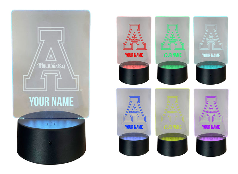 Appalachian State Officially Licensed Acrylic LED Night Light with Remote and USB Plug in